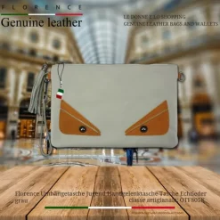 Florence Jugend Handgelenktasche Tasche Echtleder grau OTF805K