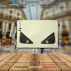 Florence Jugend Handgelenktasche Tasche Echtleder beige OTF805W