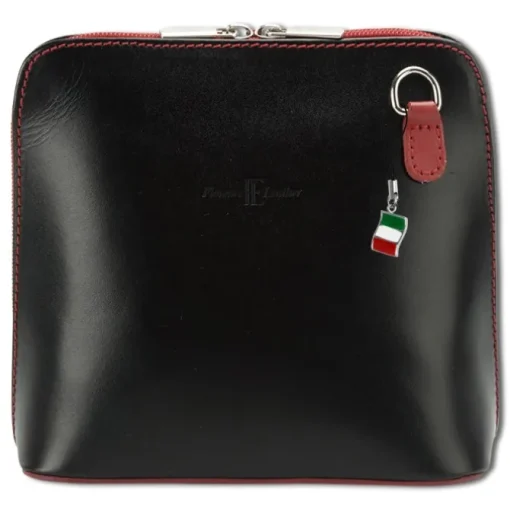 Florence Mini Damen Handtasche echtes Leder schwarz rot OTF109S