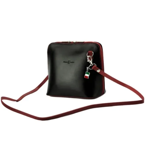 Florence Mini Damen Handtasche echtes Leder schwarz rot OTF109S