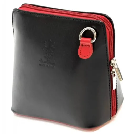 Florence Mini Damen Handtasche echtes Leder schwarz rot OTF109S