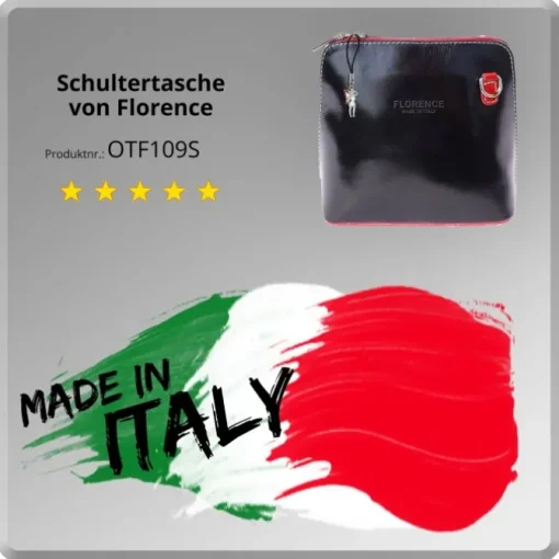 Florence Mini Damen Handtasche echtes Leder schwarz rot OTF109S