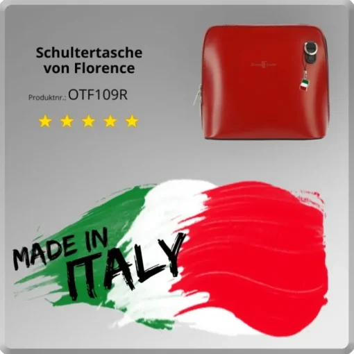 Florence Mini Damen Handtasche echtes Leder rot schwarz OTF109R