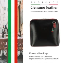 Florence Mini Damen Handtasche echtes Leder schwarz rot OTF109S