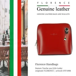 Florence Mini Damen Handtasche echtes Leder rot schwarz OTF109R
