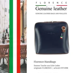 Florence Mini Damen Handtasche echtes Leder blau, braun OTF109B
