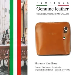 Florence Mini Damen Handtasche echtes Leder cognac braun OTF109O