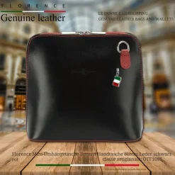 Florence Mini Damen Handtasche echtes Leder schwarz rot OTF109S