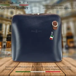 Florence Mini Damen Handtasche echtes Leder blau, braun OTF109B