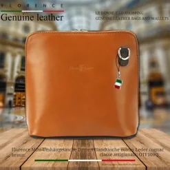 Florence Mini Damen Handtasche echtes Leder cognac braun OTF109O