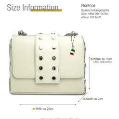 Florence Nieten Abendtasche Echtleder Damen beige OTF143C