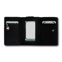 Florence Portemonnaie echtes Leder Damen Brieftasche schwarz OPF701S