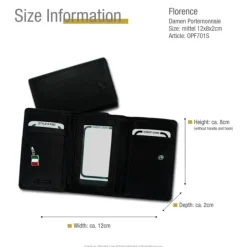 Florence Portemonnaie echtes Leder Damen Brieftasche schwarz OPF701S