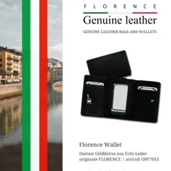 Florence Portemonnaie echtes Leder Damen Brieftasche schwarz OPF701S