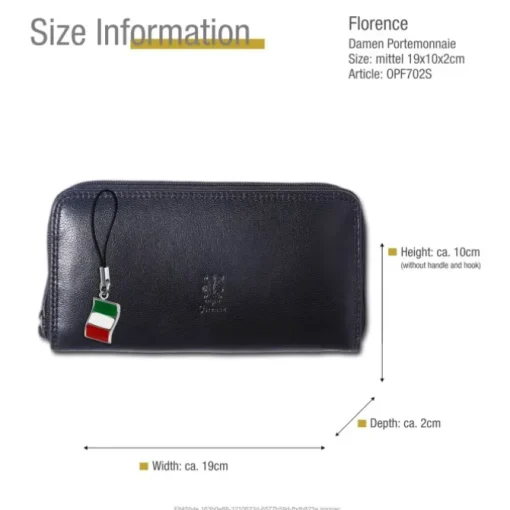 Florence Portemonnaie Leder lang schwarz Langbörse Damen OPF702S