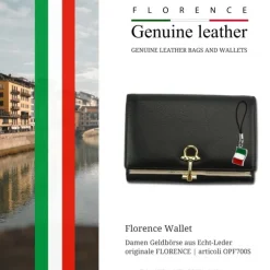 Florence Portemonnaie Leder lang schwarz Langbörse Damen OPF700S