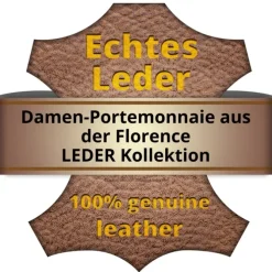 Florence Portemonnaie Leder lang schwarz Langbörse Damen OPF702S