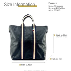 Florence Rucksack Damen Daypack Echtleder schwarz OTF609S