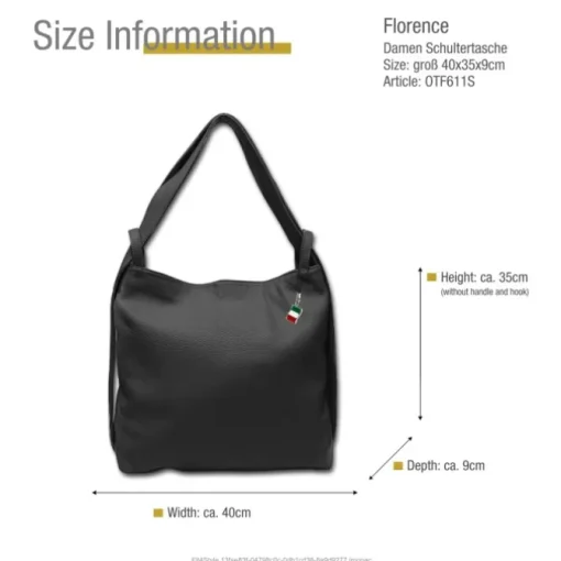 Florence Rucksack Damen Daypack Echtleder schwarz OTF611S
