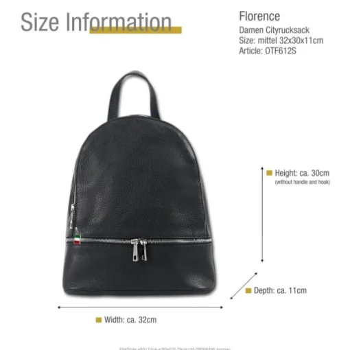 Florence Rucksack Damen Echtleder Cityrucksack schwarz OTF612S