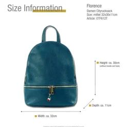 Florence Rucksack Damen Echtleder Cityrucksack dunkles türkis OTF612T