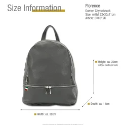 Florence Rucksack Damen Echtleder Cityrucksack dunkles grau OTF612K