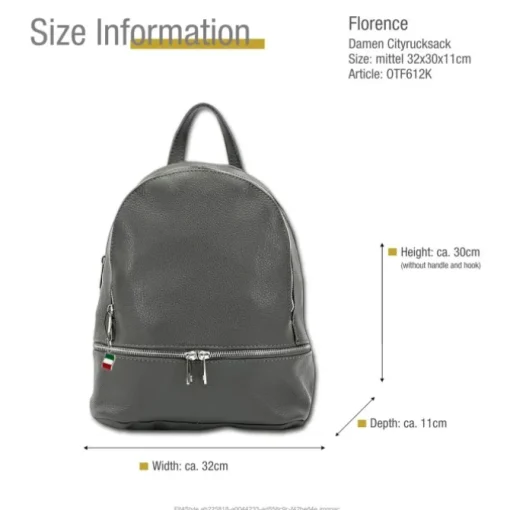 Florence Rucksack Damen Echtleder Cityrucksack dunkles grau OTF612K