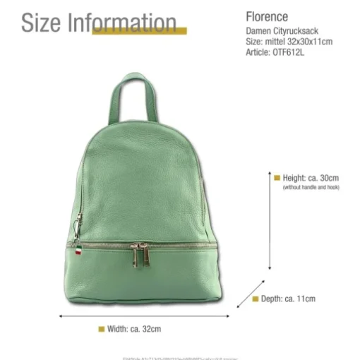 Florence Rucksack Damen Echtleder Cityrucksack hellgrün OTF612L