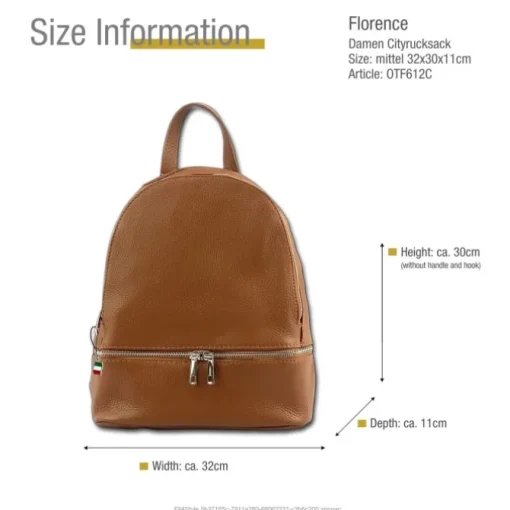 Florence Rucksack Damen Echtleder Cityrucksack tan OTF612C