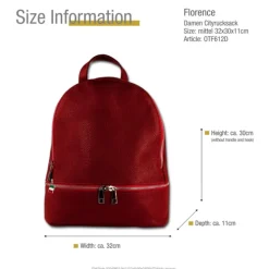 Florence Rucksack Damen Echtleder Cityrucksack dunkelrot OTF612D