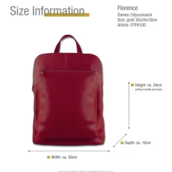 Florence Rucksack Damen Echtleder Cityrucksack dunkelrot OTF610D