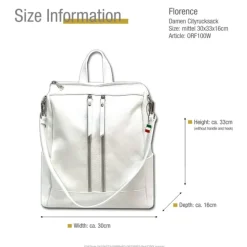 Florence Rucksack Damen Echtleder Cityrucksack weiß ORF100W