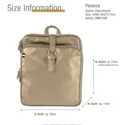 Florence Rucksack Damen Echtleder Cityrucksack taupe ORM102N