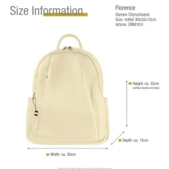 Florence Rucksack Damen Echtleder Cityrucksack beige ORM101I