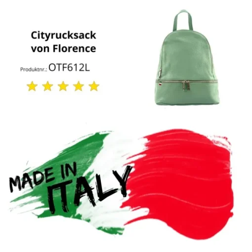 Florence Rucksack Damen Echtleder Cityrucksack hellgrün OTF612L