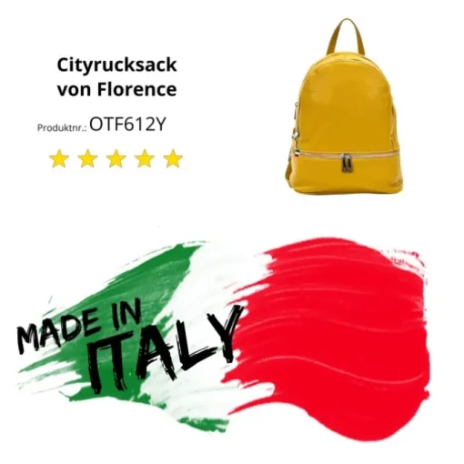 Florence Rucksack Damen Echtleder Cityrucksack gelb OTF612Y