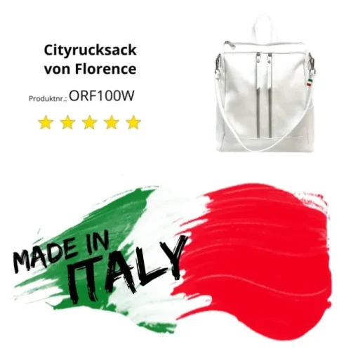 Florence Rucksack Damen Echtleder Cityrucksack weiß ORF100W