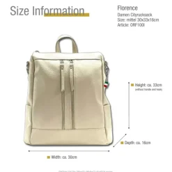 Florence Rucksack Damen Echtleder Cityrucksack beige ORF100I