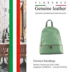 Florence Rucksack Damen Echtleder Cityrucksack hellgrün OTF612L