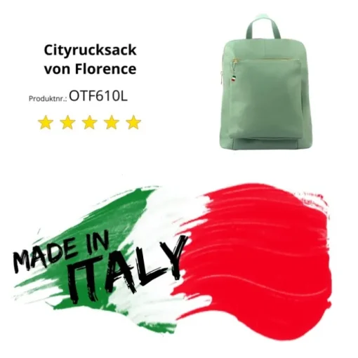 Florence Rucksack Damen Echtleder Cityrucksack hellgrün OTF610L