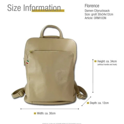 Florence Rucksack Damen Echtleder Cityrucksack taupe ORM103N