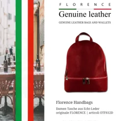 Florence Rucksack Damen Echtleder Cityrucksack dunkelrot OTF612D