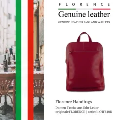 Florence Rucksack Damen Echtleder Cityrucksack dunkelrot OTF610D