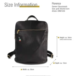 Florence Rucksack Damen Echtleder Cityrucksack schwarz ORM103S