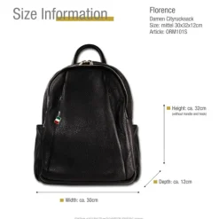 Florence Rucksack Damen Echtleder Cityrucksack schwarz ORM101S