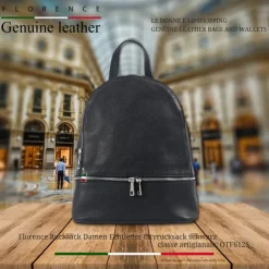 Florence Rucksack Damen Echtleder Cityrucksack schwarz OTF612S