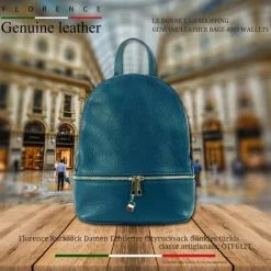 Florence Rucksack Damen Echtleder Cityrucksack dunkles türkis OTF612T