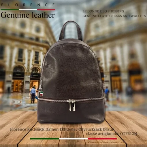 Florence Rucksack Damen Echtleder Cityrucksack braun OTF612N