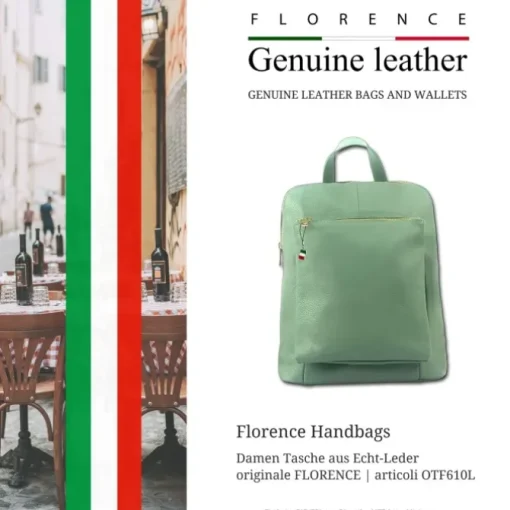 Florence Rucksack Damen Echtleder Cityrucksack hellgrün OTF610L
