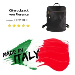 Florence Rucksack Damen Echtleder Cityrucksack schwarz ORM103S